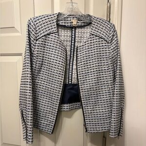 J.Crew Women's Blue and White Patterned Blazer